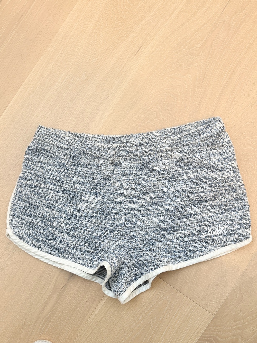Kith Bouclé Knit Shorts Blue White Tweed Script Logo Size Small
